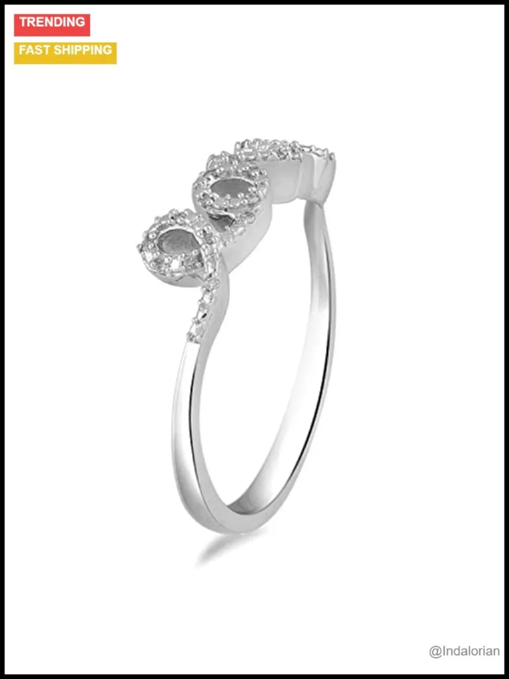 Sterling Silver Love Ring Natural White Diamond Accents Heart Cut-Out Design